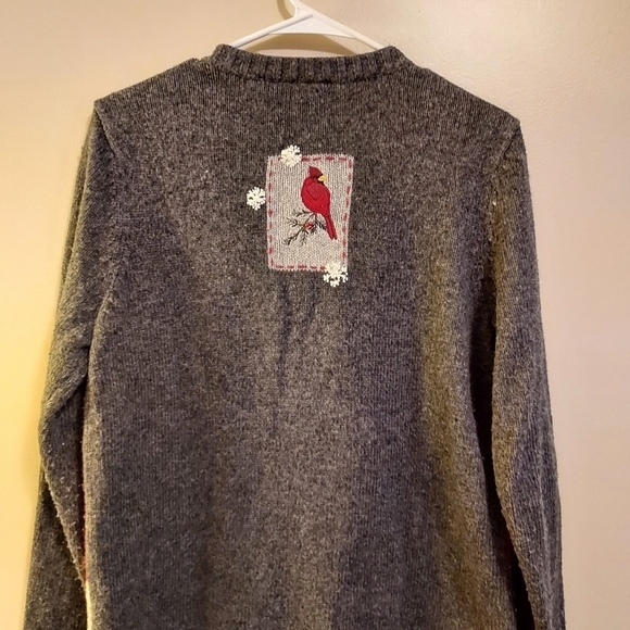 Croft and barrow small winter scene zip jacket red birds - Picture 3 of 10